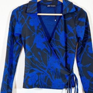 Zara belted long sleeve blouse Size S